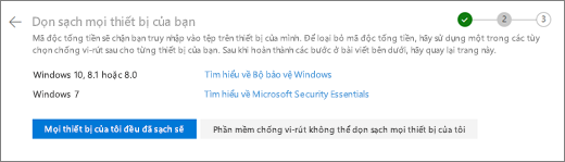 Ảnh chụp màn hình của màn hình Dọn sạch tất cả các thiết bị của bạn trên website OneDrive