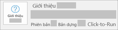 Ảnh chụp màn hình hiển thị phiên bản và bản dựng là Click-to-Run