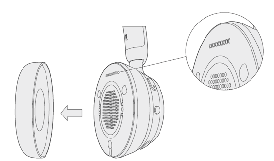 移除耳罩的 Microsoft 無線 USB 耳機