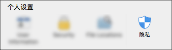 应用程序首选项下的“隐私”图标。