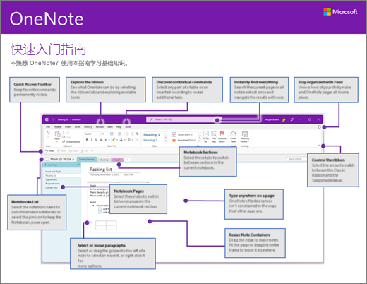 OneNote 2016 快速入门指南 (Windows)