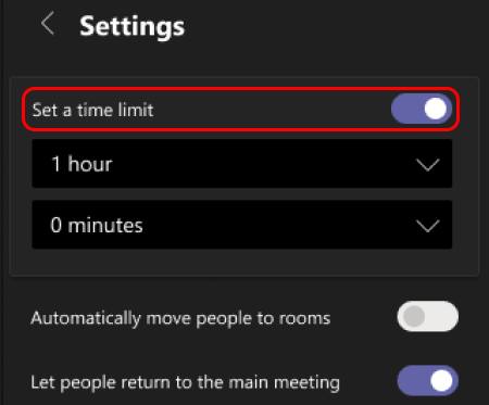 图像显示如何为分组室设置时间限制。