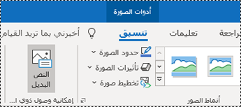 الزر "نص البديل" على شريط Outlook for Windows.