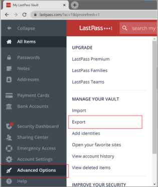 موقع موقع تصدير كلمات المرور ل Desktop LastPass