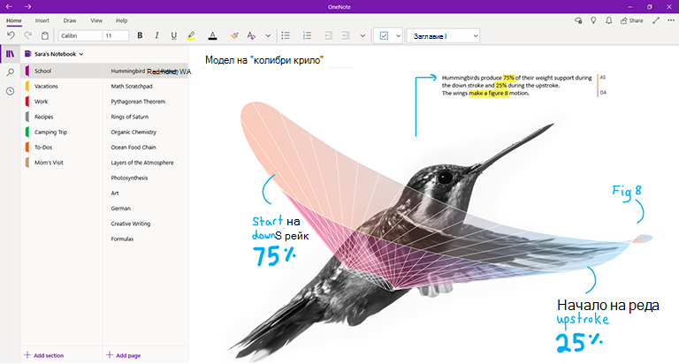 Екранна снимка на OneNote за Windows 10