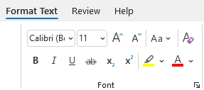 Форматиране на група текст в Outlook.