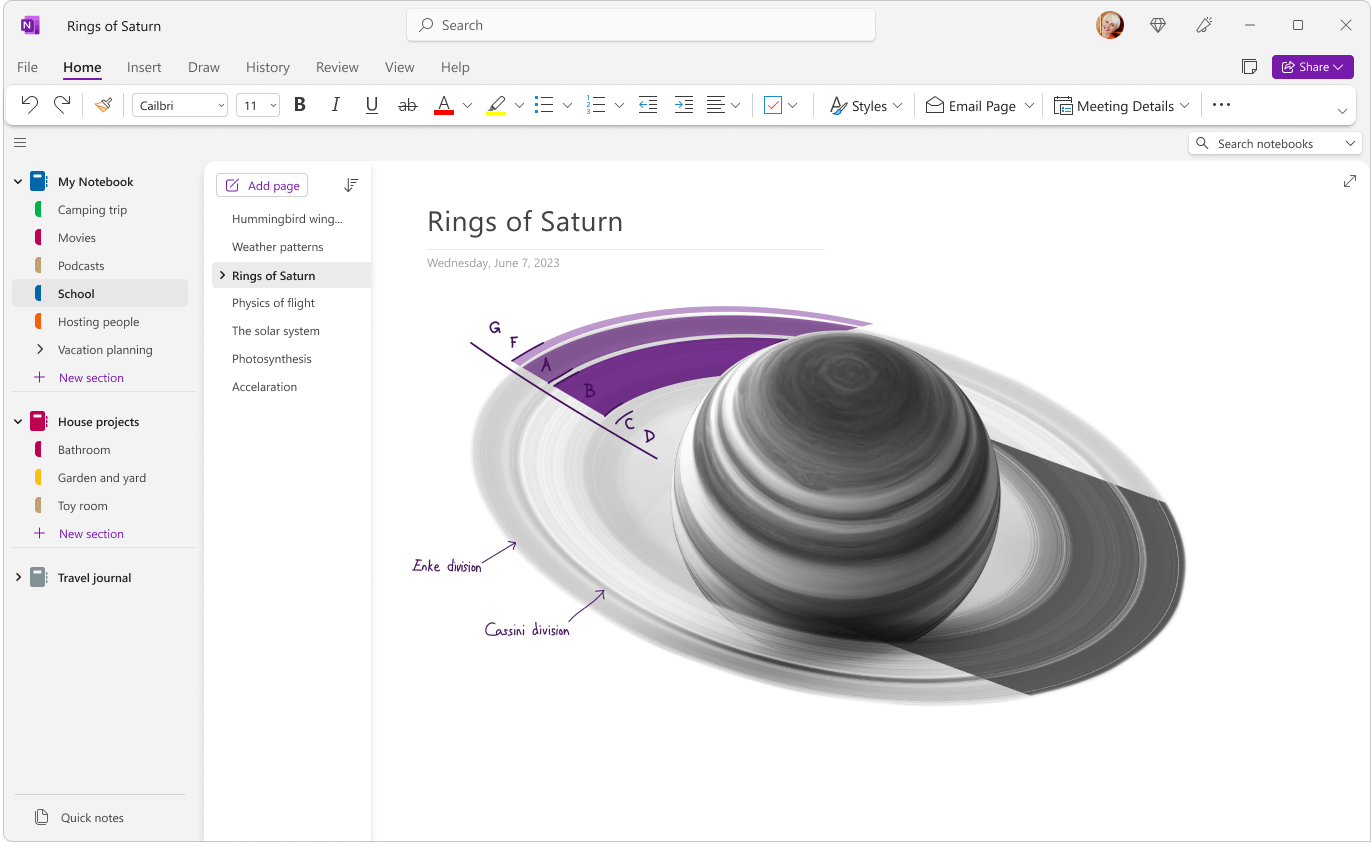 OneNote в Windows с обновена среда за работа