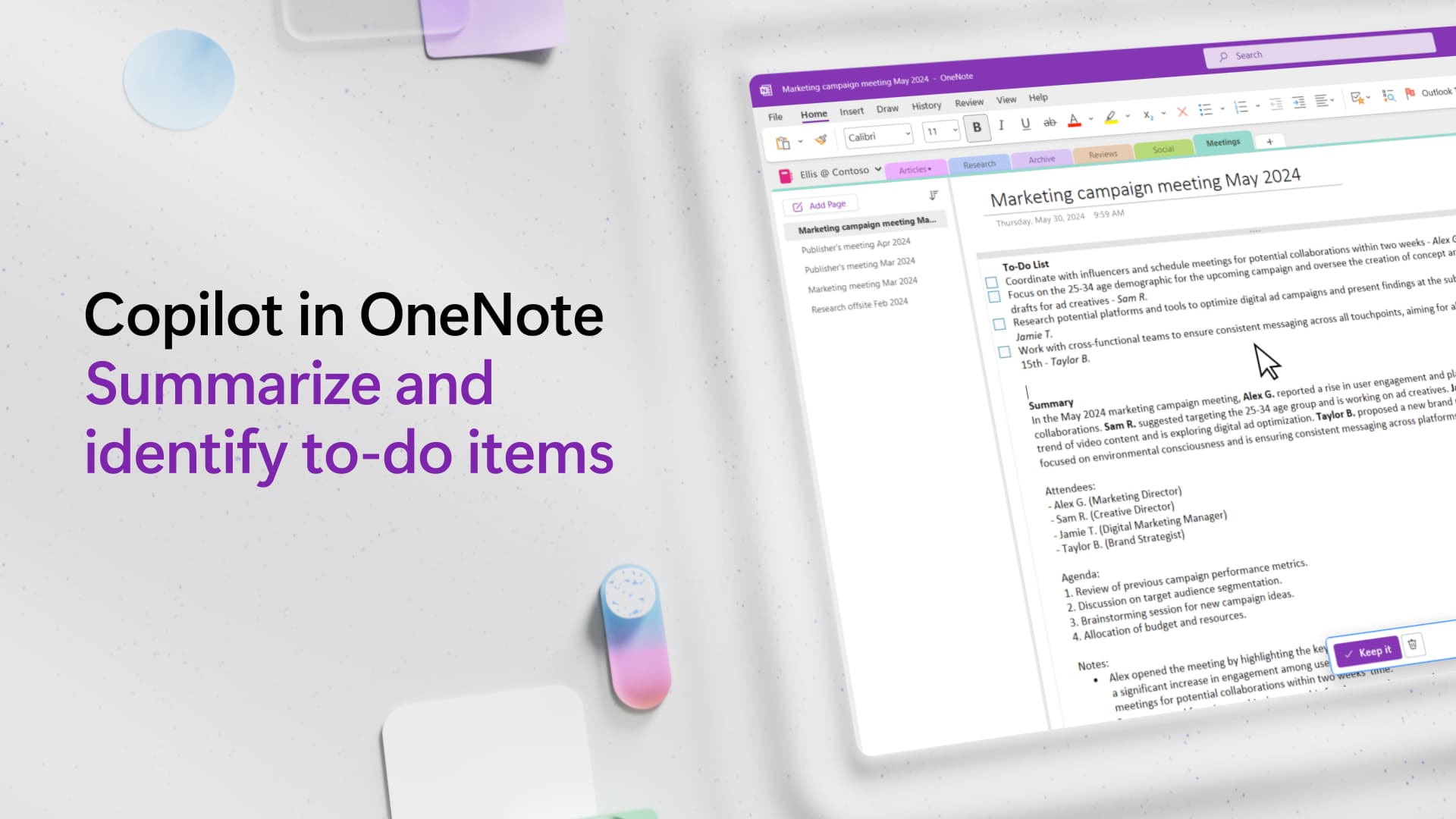 Видео: Обобщаване и идентифициране на задачи с Copilot в OneNote