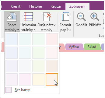 Screenshot of the Page Color button in OneNote 2016.