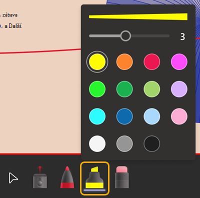 Zvýrazňovač je čtvrtý po 3 tečkách.