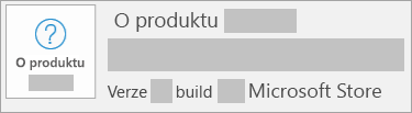 Snímek obrazovky s verzí a buildem pro Microsoft Store