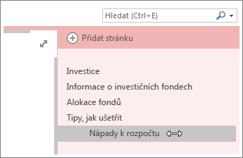 Nastavení stránky jako podstránky nebo zvyšení úrovně podstránky na stránku