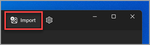 Umístění tlačítka Importovat v aplikaci Windows 11 Fotky.