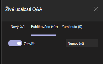 Přepínač se zobrazí otevřít.