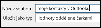 Přiřaďte souboru kontaktů název.