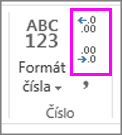 Zvýšení nebo snížení počtu desetinných míst při formátování čísel