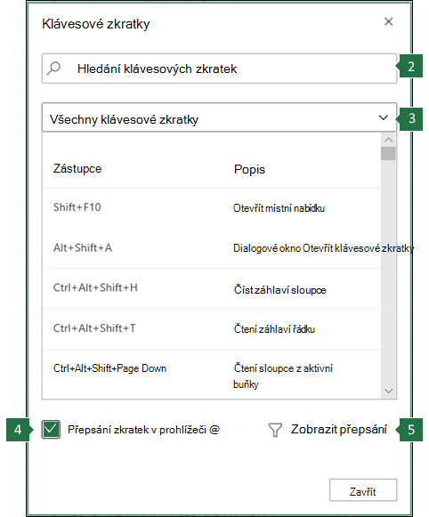 Přepište zástupce prohlížeče v dialogovém okně Excel pro web.