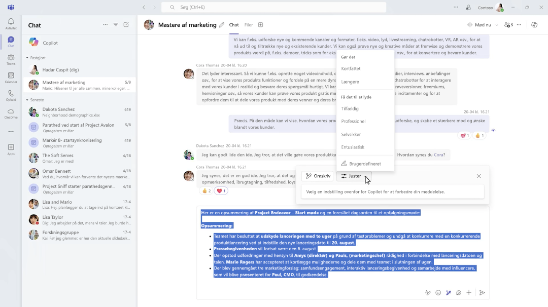 Forfat med Copilot i Microsoft Teams-chat.