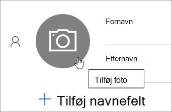 Skærmbillede, der viser muligheden for at tilføje et billede for en kontakt