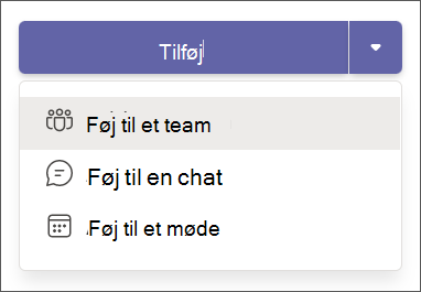 tilføj en app i rullelisten Teams