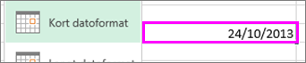 kort datoformat