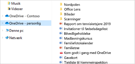 Stifinder åbne med OneDrive-Personal markeret