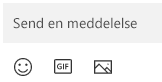 Under feltet Meddelelse er der knapper til at indsætte emoji, en GIF eller et billede.
