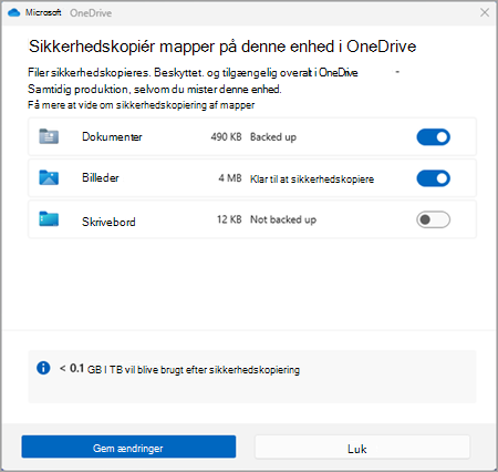 backup onedrive skærmbillede tre version tre