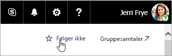 Et skærmbillede af knappen Opfølgning på et SharePoint-websted.