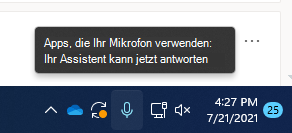 Screenshot des Mikrofonsymbols auf der Taskleiste.