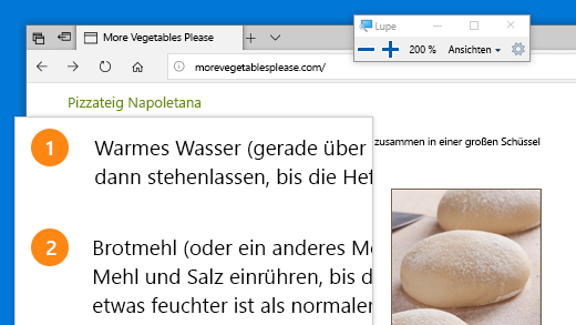 Öffnen Sie die Bildschirmlupe schnell, indem Windows-TASTE+PLUSZEICHEN (+) drücken.