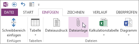 Eine Datei als Anlage in Ihre Notizen einfügen