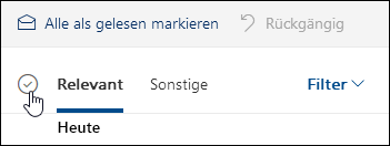 Screenshot des Kontrollkästchens über der Nachrichtenliste