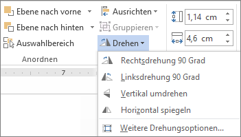 Optionen im Menü "Drehen"