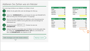 Unternehmen einer Tour durch Excel