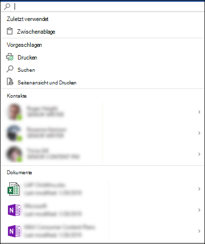 Microsoft Search-Feld aktiviert