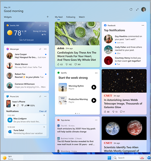 Die Windows 11 Widgets Board.