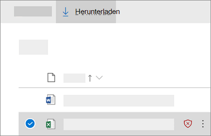 Screenshot: Herunterladen einer blockierten Datei in OneDrive for Business