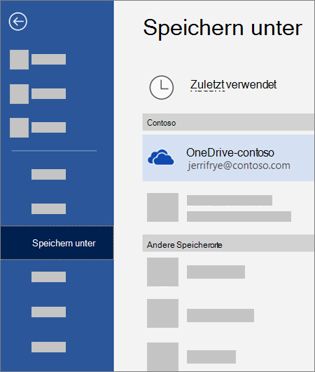 Speichern einer Datei aus Word auf OneDrive for Business