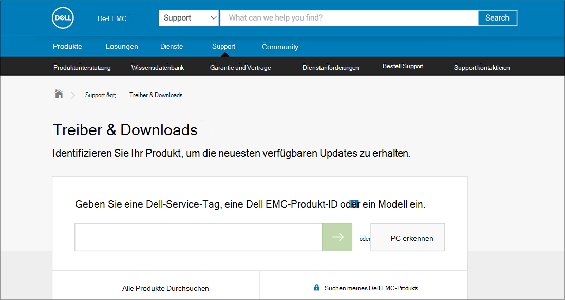 Dell-Treiber und Downloads – OEM-Beispiel