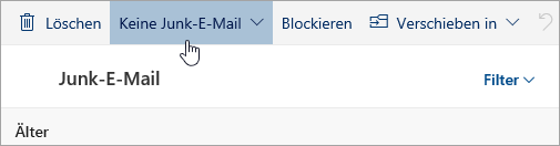 Screenshot der Schaltfläche "Keine Junk-E-Mail"