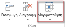 "Μορφοποίηση κελιών" στην καρτέλα "Κεντρική"