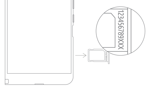 Σειριακός αριθμός του Surface Duo στην υποδοχή της κάρτας SIM