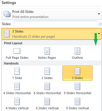 The layout for printing handouts