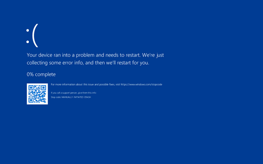 Screenshot of Blue Screen error