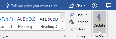 Dictate button in Word