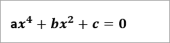 example equation reads: ax^4+bx^2+c=0