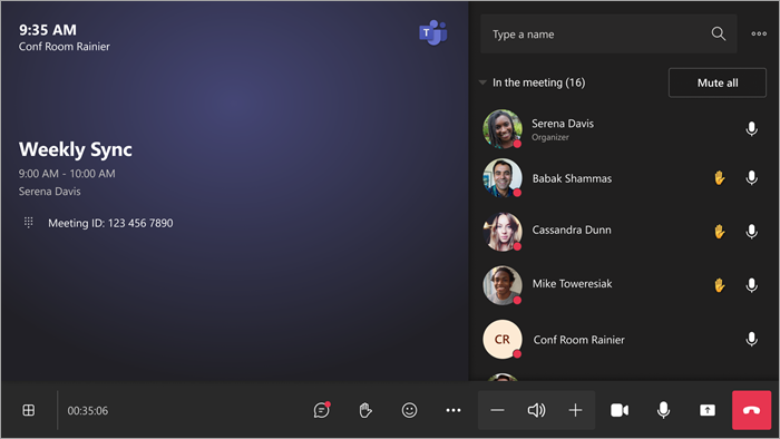 Screenshot showing meeting controls