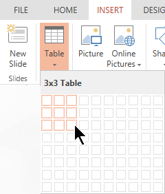 On the Insert tab, select Table.