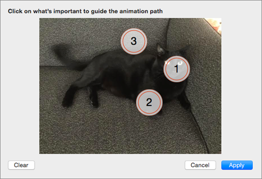 Shows a photo with several numbered points of interest selected to be used in an Animated Background in PowerPoint.